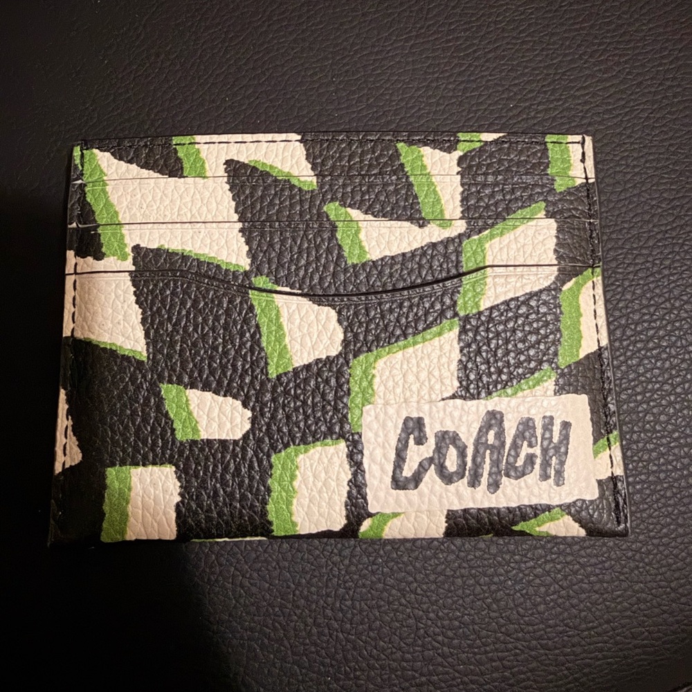 Coach Abstract Black and Green Card Holder